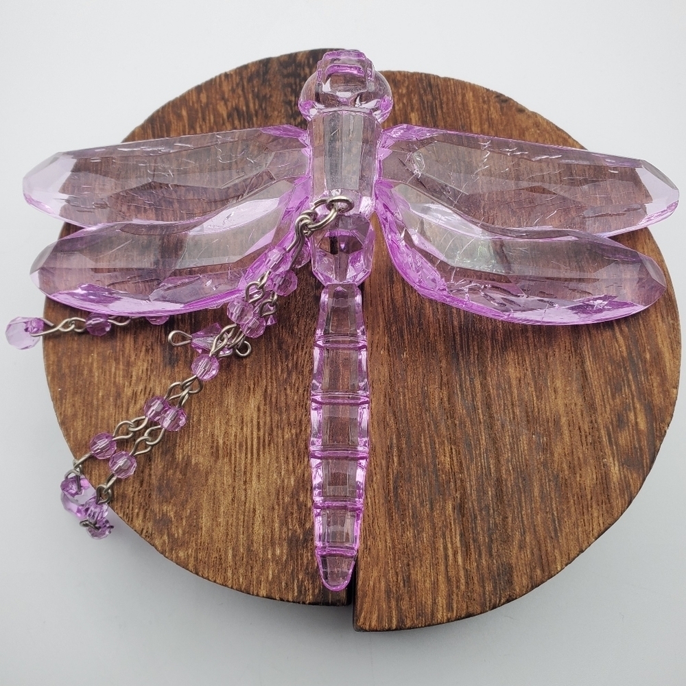Clarge dragonfly necklace pendant lilac purple